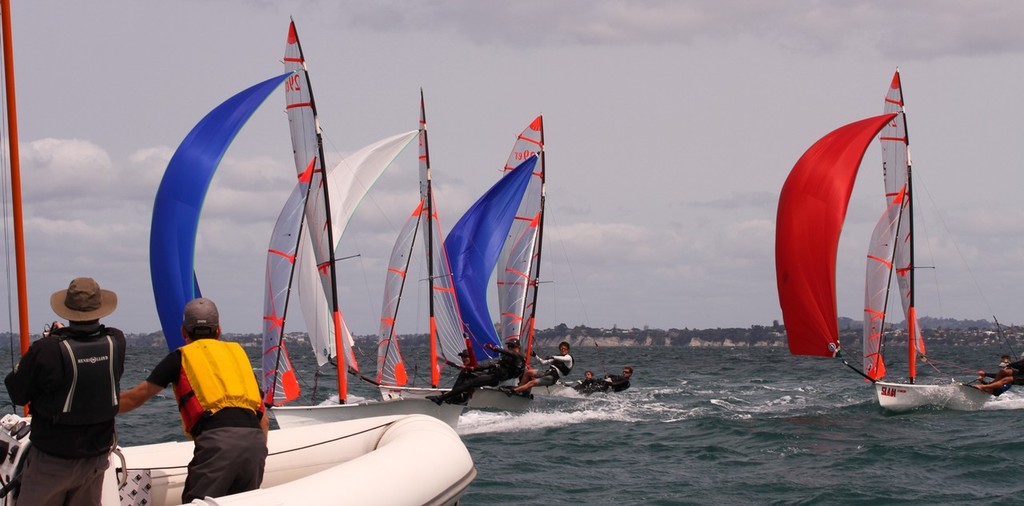 Race 8 - so close; joy and pain - 2013 NZ 29er National Championships  © John Adair